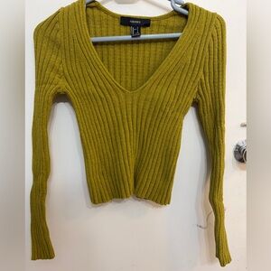 Forever 21 Ribbed Knit Sweater in Olive Green